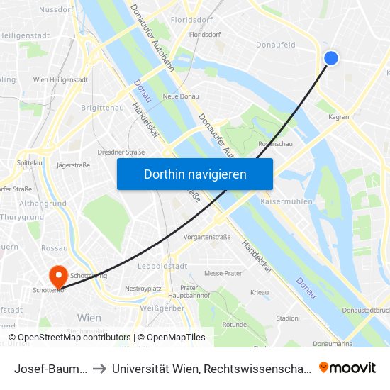 Josef-Baumann-Gasse to Universität Wien, Rechtswissenschaftliche Fakultät (Juridicum) map