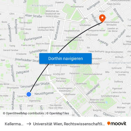 Kellermanngasse to Universität Wien, Rechtswissenschaftliche Fakultät (Juridicum) map