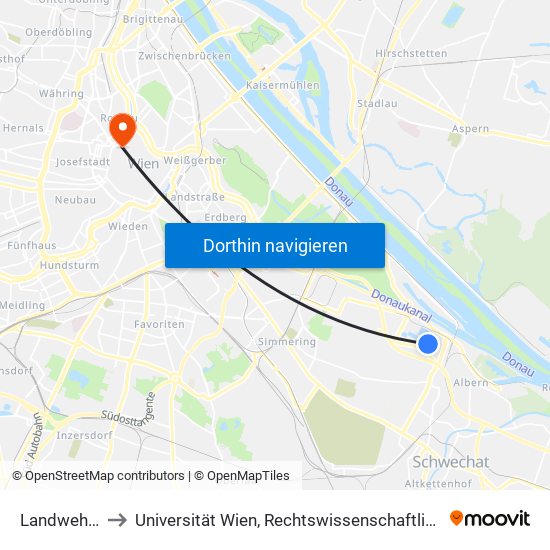 Landwehrstraße to Universität Wien, Rechtswissenschaftliche Fakultät (Juridicum) map