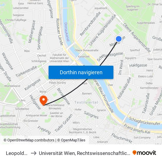 Leopoldsgasse to Universität Wien, Rechtswissenschaftliche Fakultät (Juridicum) map