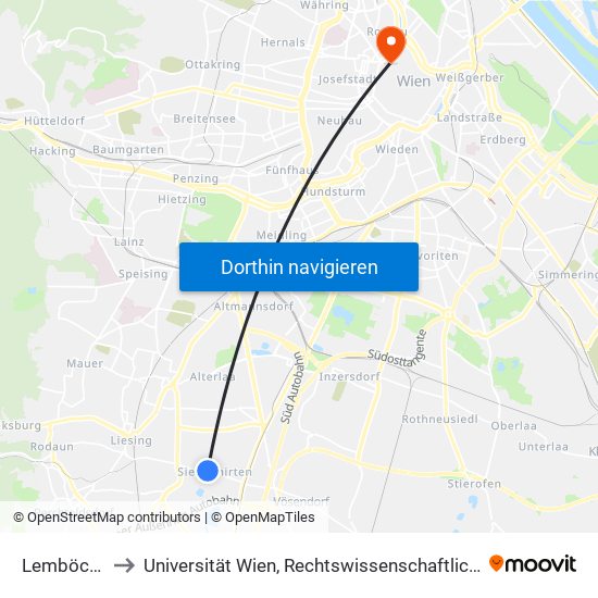 Lemböckgasse to Universität Wien, Rechtswissenschaftliche Fakultät (Juridicum) map