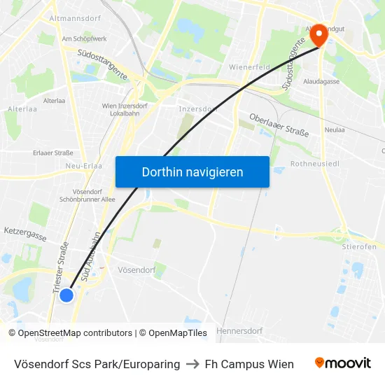 Vösendorf Scs Park/Europaring to Fh Campus Wien map