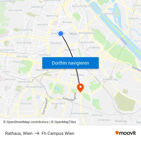 Rathaus, Wien to Fh Campus Wien map