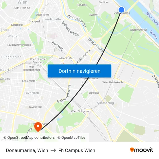 Donaumarina, Wien to Fh Campus Wien map