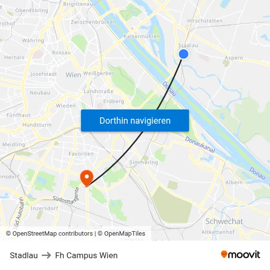 Stadlau to Fh Campus Wien map