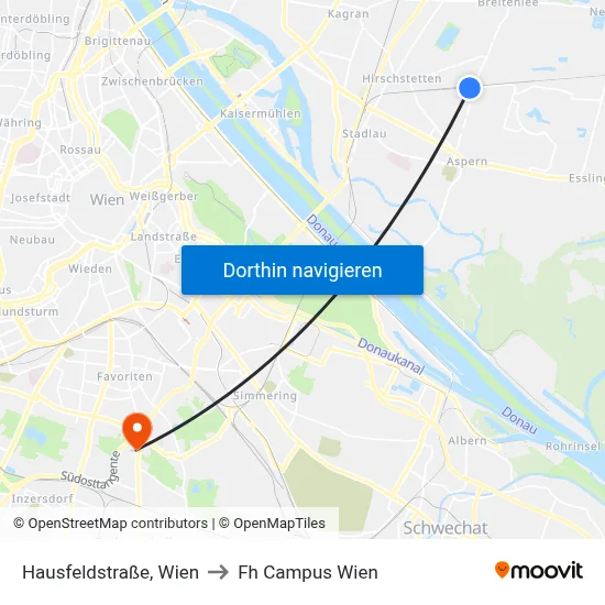 Hausfeldstraße, Wien to Fh Campus Wien map