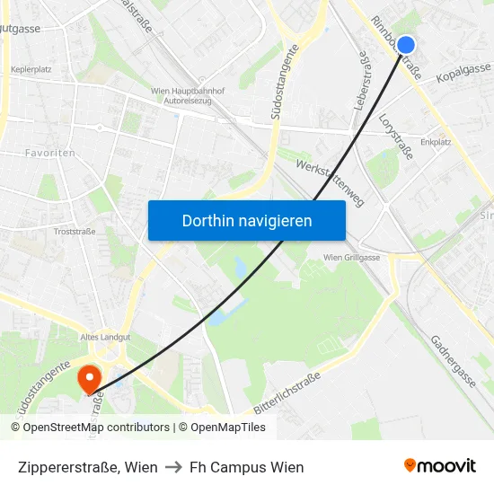 Zippererstraße, Wien to Fh Campus Wien map