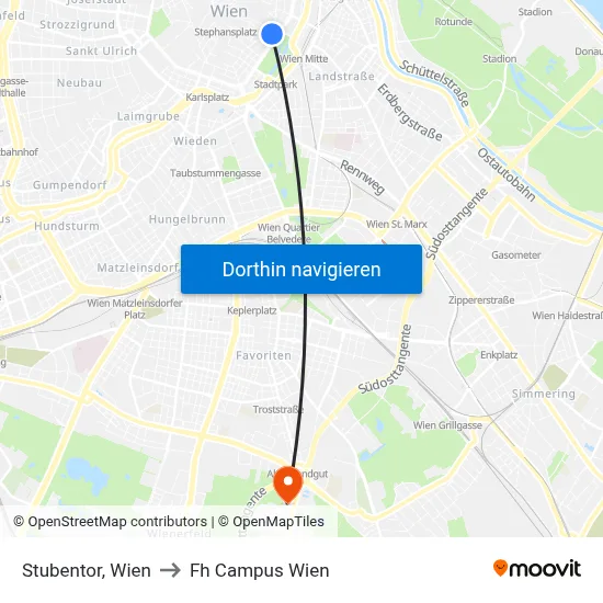 Stubentor, Wien to Fh Campus Wien map