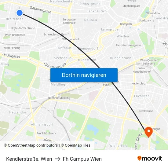 Kendlerstraße, Wien to Fh Campus Wien map