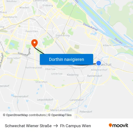 Schwechat Wiener Straße to Fh Campus Wien map