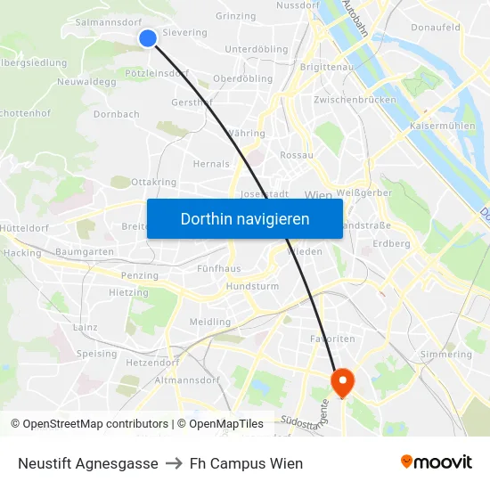 Neustift Agnesgasse to Fh Campus Wien map