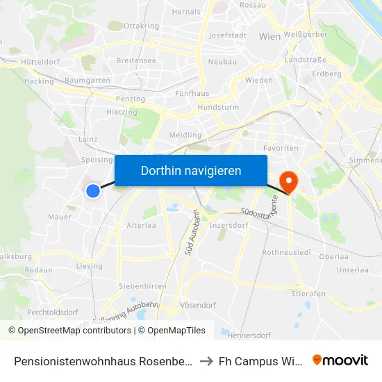 Pensionistenwohnhaus Rosenberg to Fh Campus Wien map