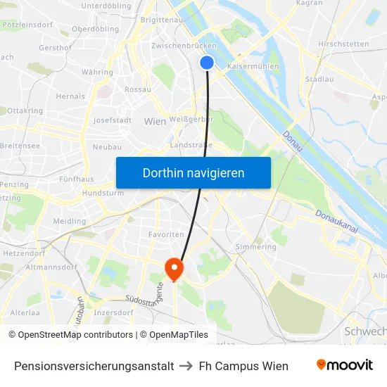 Pensionsversicherungsanstalt to Fh Campus Wien map