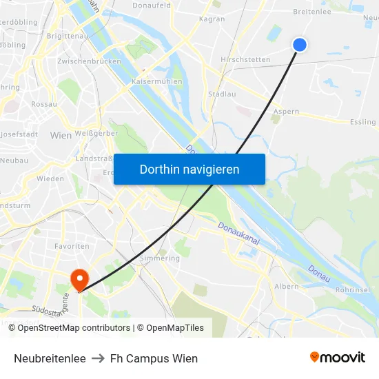 Neubreitenlee to Fh Campus Wien map