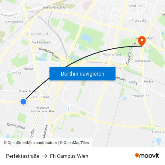 Perfektastraße to Fh Campus Wien map