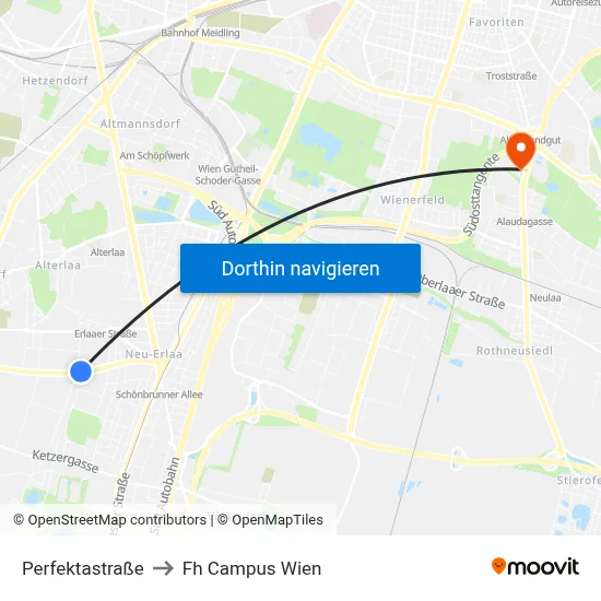 Perfektastraße to Fh Campus Wien map