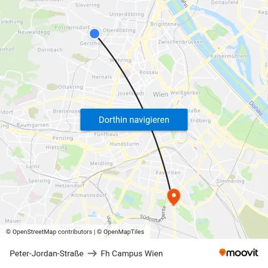 Peter-Jordan-Straße to Fh Campus Wien map