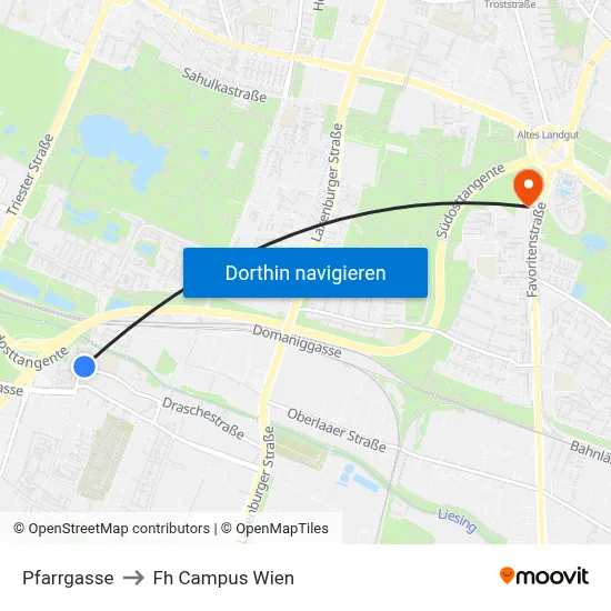 Pfarrgasse to Fh Campus Wien map