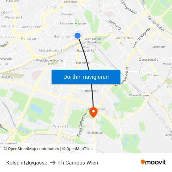 Kolschitzkygasse to Fh Campus Wien map