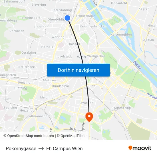 Pokornygasse to Fh Campus Wien map