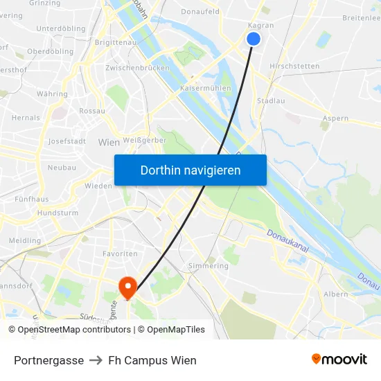 Portnergasse to Fh Campus Wien map