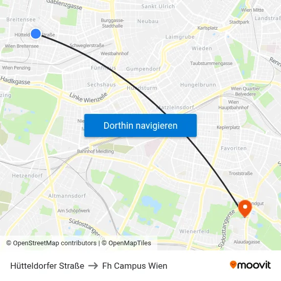 Hütteldorfer Straße to Fh Campus Wien map