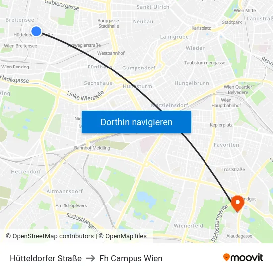 Hütteldorfer Straße to Fh Campus Wien map