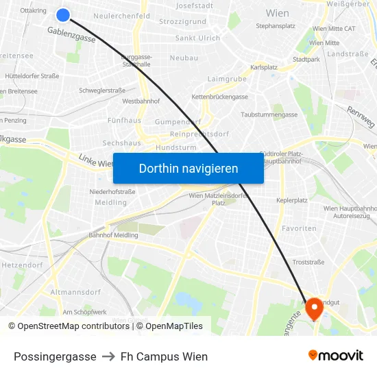 Possingergasse to Fh Campus Wien map