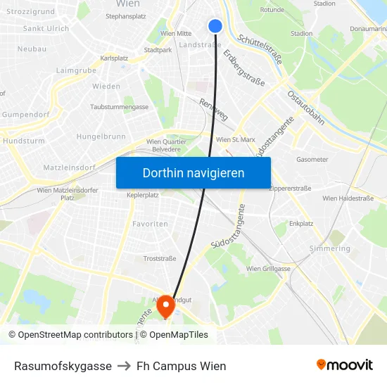 Rasumofskygasse to Fh Campus Wien map
