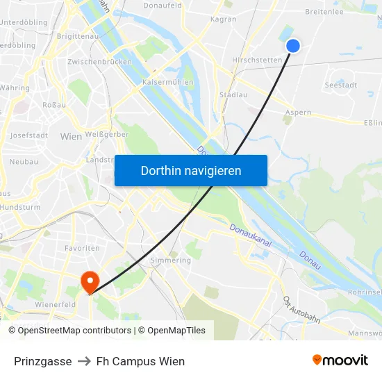 Prinzgasse to Fh Campus Wien map