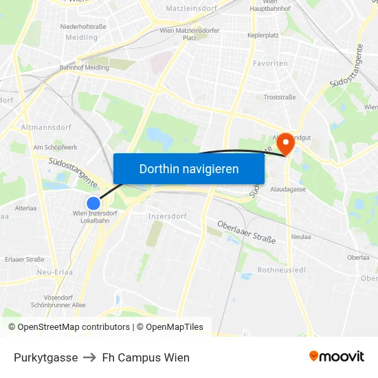 Purkytgasse to Fh Campus Wien map