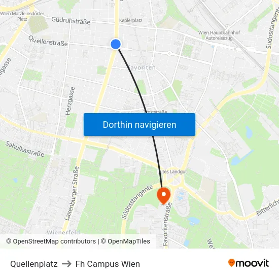 Quellenplatz to Fh Campus Wien map