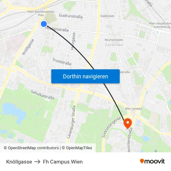 Knöllgasse to Fh Campus Wien map