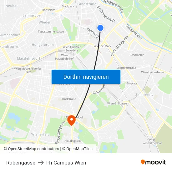 Rabengasse to Fh Campus Wien map