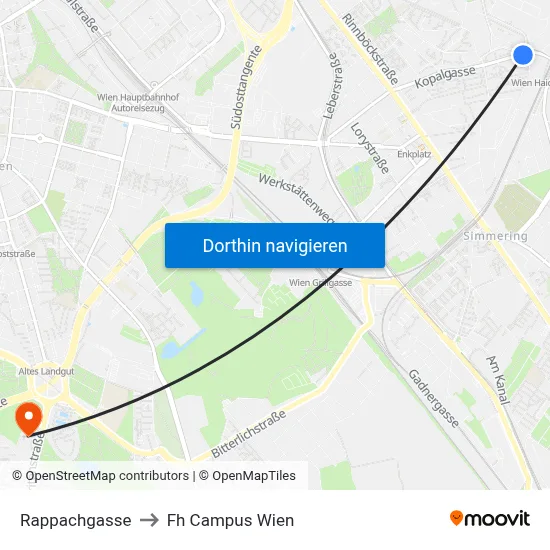 Rappachgasse to Fh Campus Wien map
