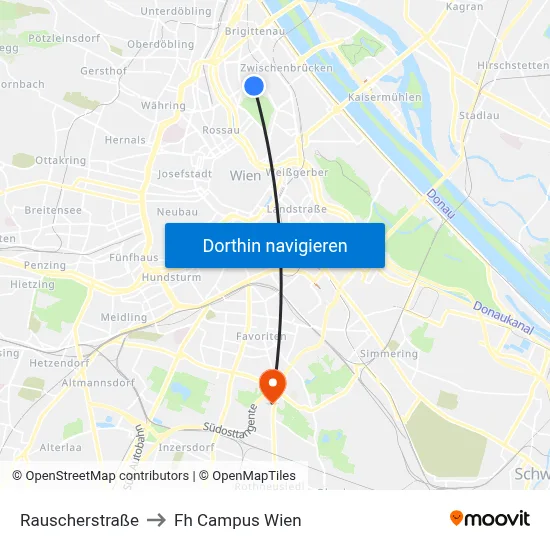 Rauscherstraße to Fh Campus Wien map