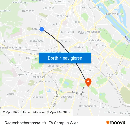 Redtenbachergasse to Fh Campus Wien map