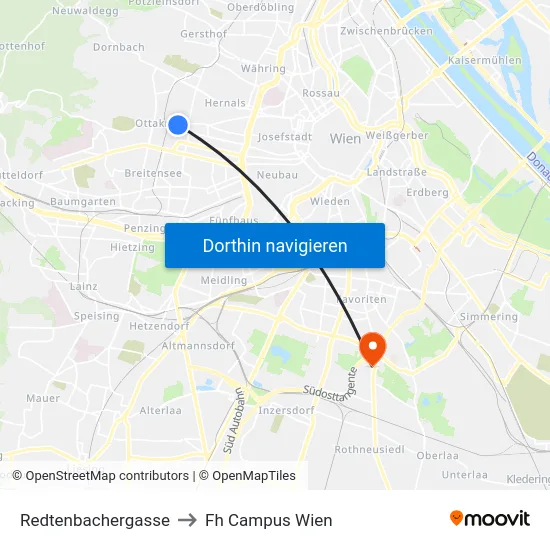Redtenbachergasse to Fh Campus Wien map