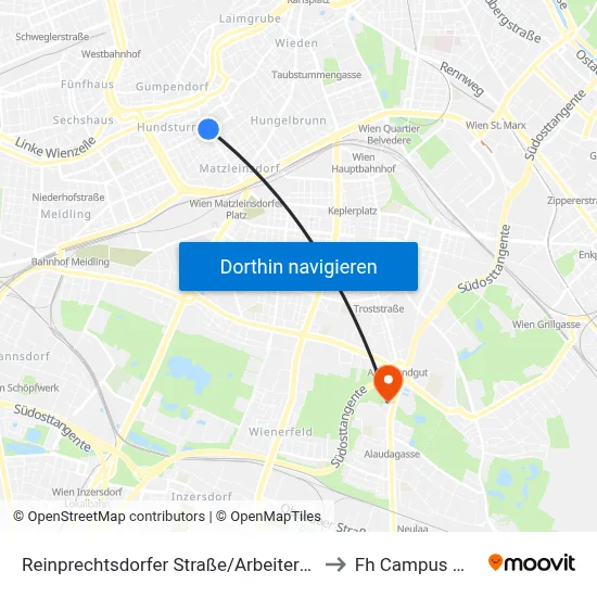 Reinprechtsdorfer Straße/Arbeitergasse to Fh Campus Wien map