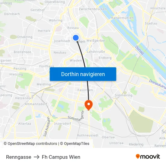 Renngasse to Fh Campus Wien map
