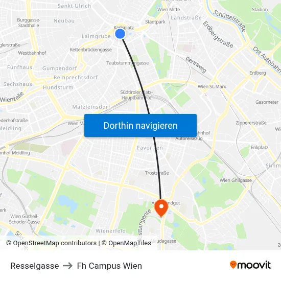 Resselgasse to Fh Campus Wien map