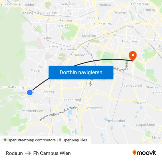 Rodaun to Fh Campus Wien map