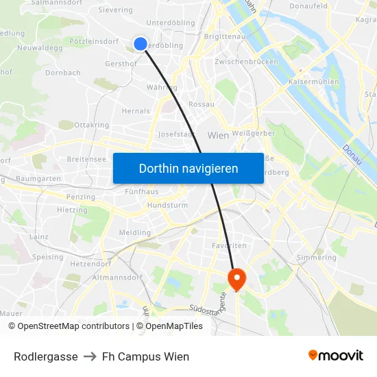 Rodlergasse to Fh Campus Wien map