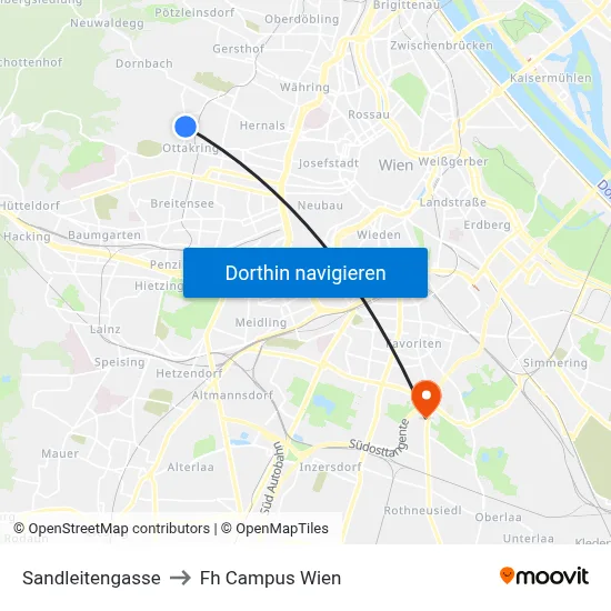 Sandleitengasse to Fh Campus Wien map