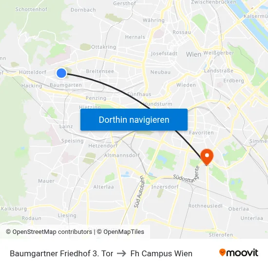 Baumgartner Friedhof 3. Tor to Fh Campus Wien map
