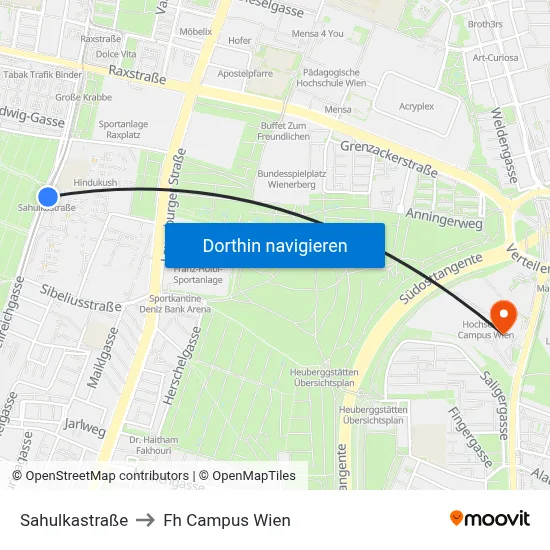 Sahulkastraße to Fh Campus Wien map
