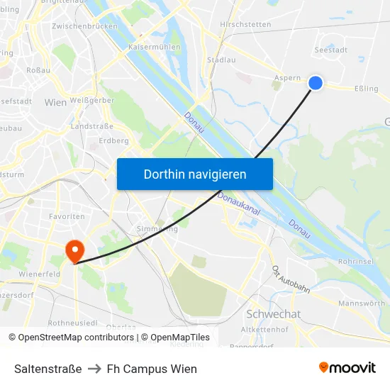 Saltenstraße to Fh Campus Wien map