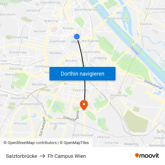 Salztorbrücke to Fh Campus Wien map