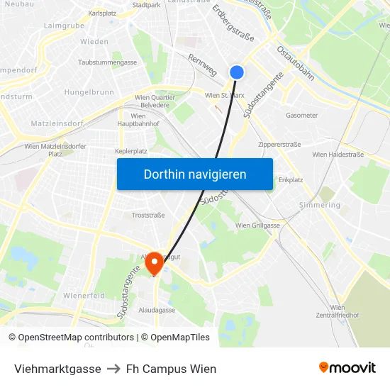 Viehmarktgasse to Fh Campus Wien map