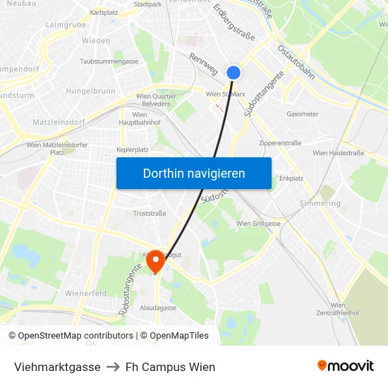 Viehmarktgasse to Fh Campus Wien map